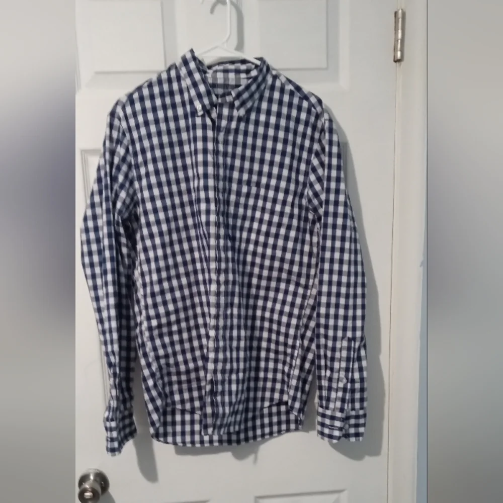J. Crew Blue and White Plaid Button-Down Shirt